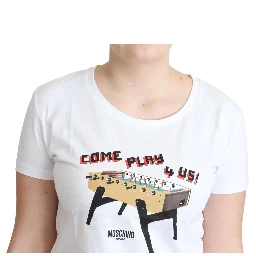 White Cotton Come Play 4 Us Print Tops T-shirt