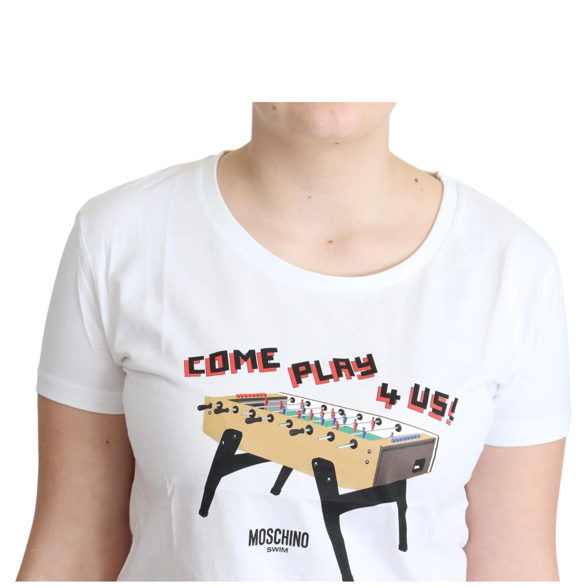White Cotton Come Play 4 Us Print Tops T-shirt