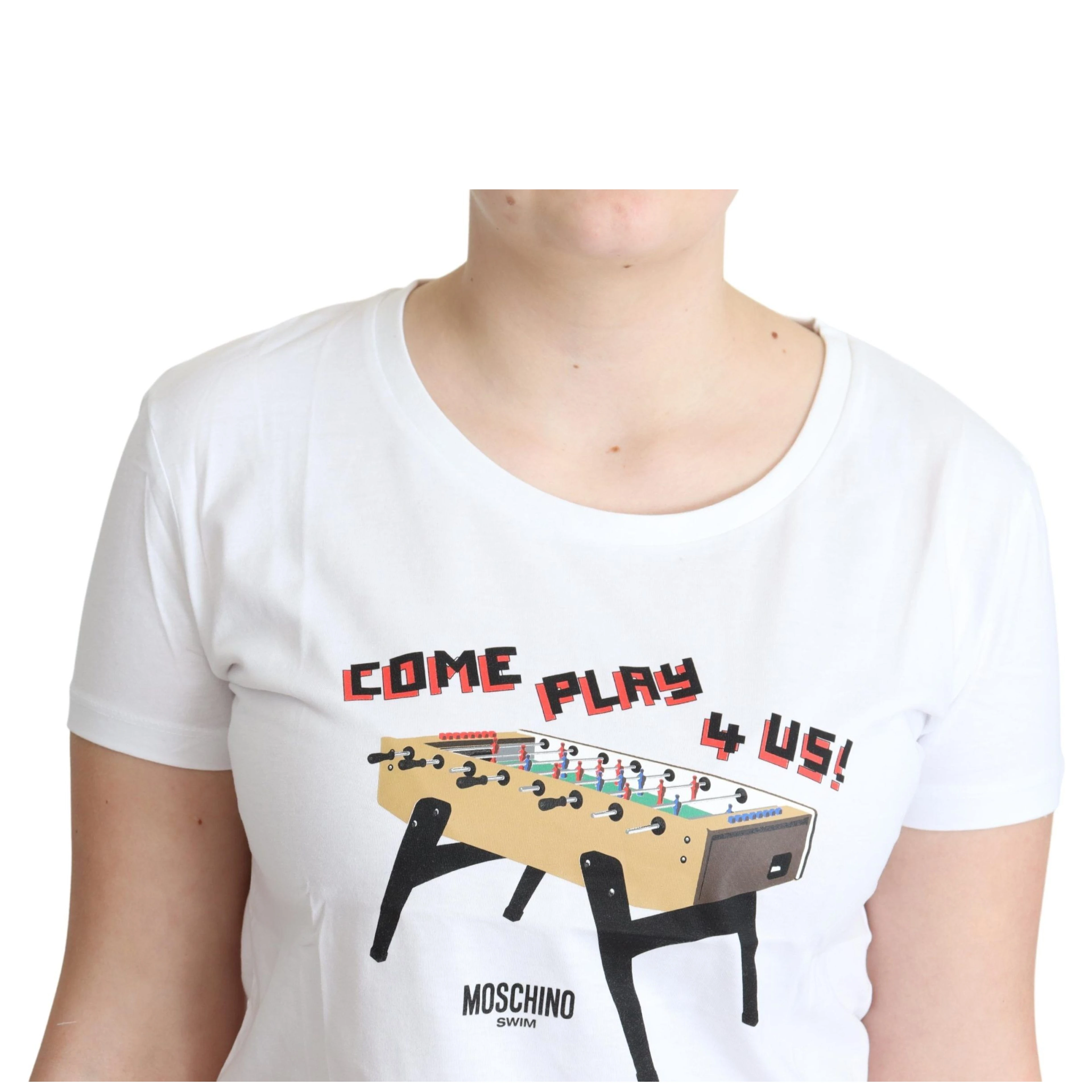 White Cotton Come Play 4 Us Print Tops T-shirt