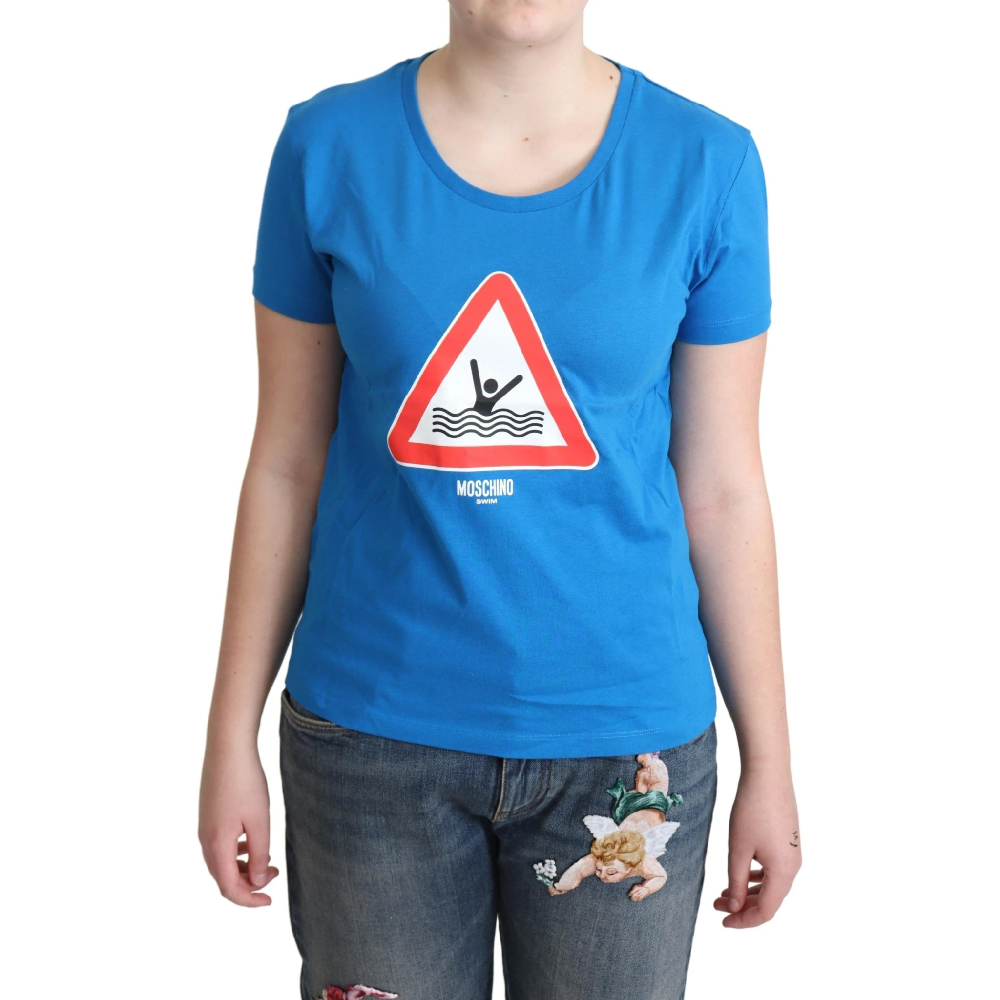 Blue Cotton Swim Graphic Triangle T-shirt