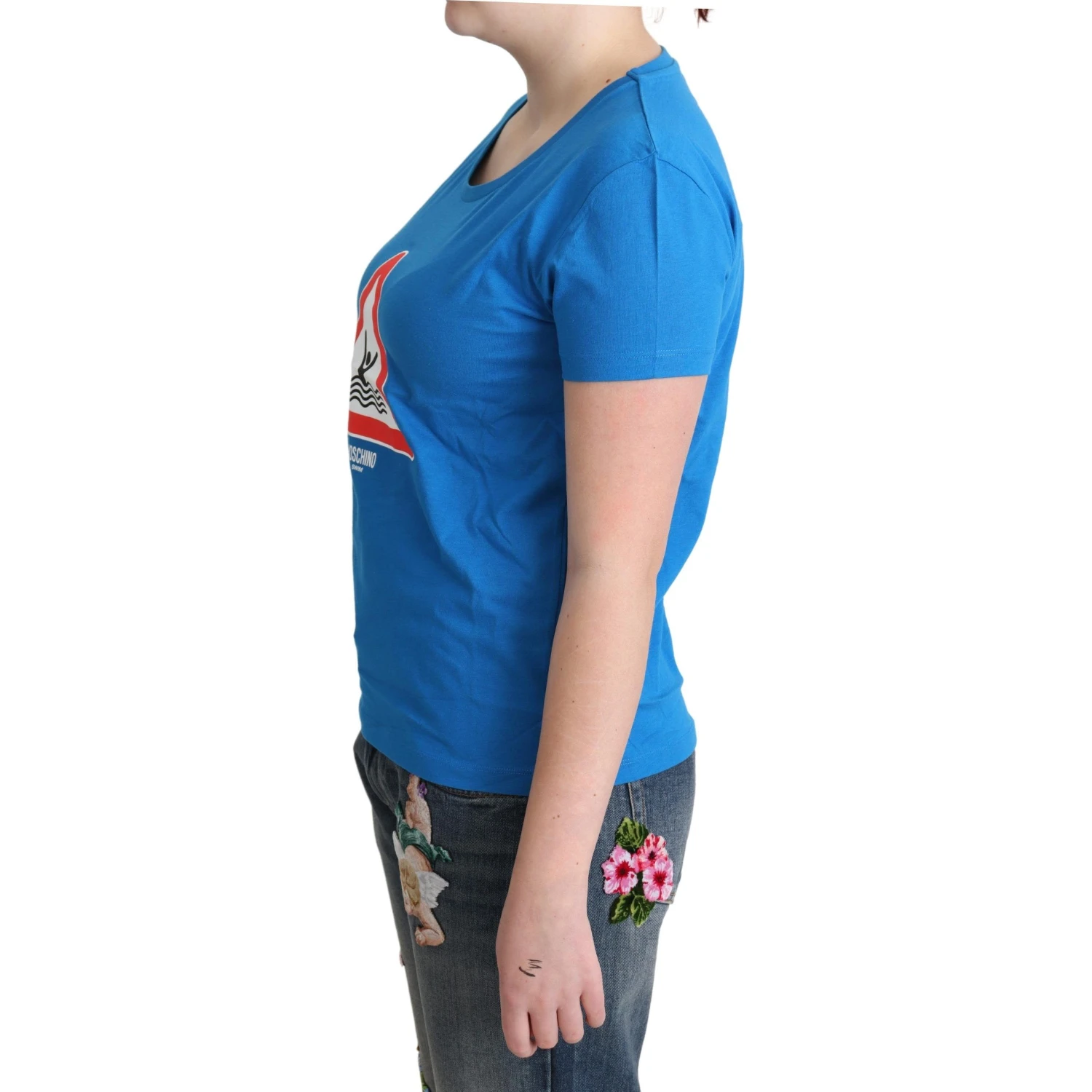Blue Cotton Swim Graphic Triangle T-shirt