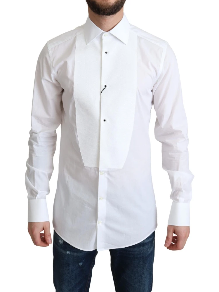 White Bib Cotton Poplin Men Formal Shirt