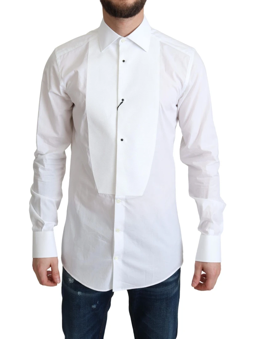 White Bib Cotton Poplin Men Formal Shirt