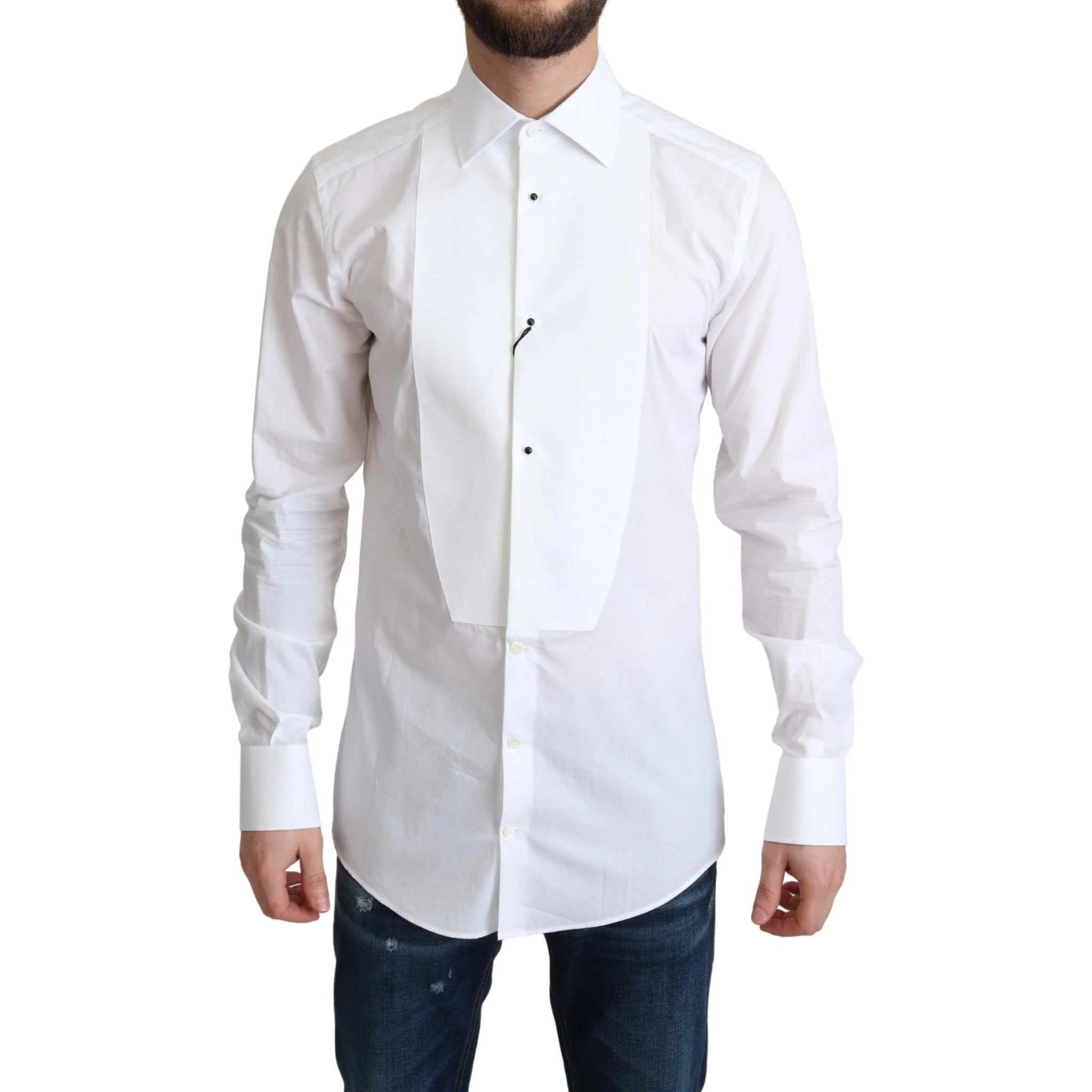 White Bib Cotton Poplin Men Formal Shirt