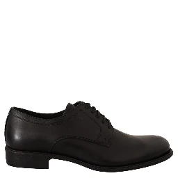 Black Leather Lace Up Mens Formal Derby Shoes