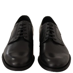 Black Leather Lace Up Mens Formal Derby Shoes