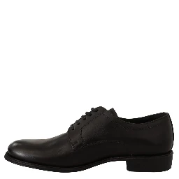 Black Leather Lace Up Mens Formal Derby Shoes