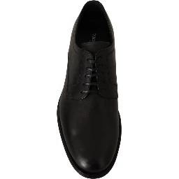 Black Leather Lace Up Mens Formal Derby Shoes