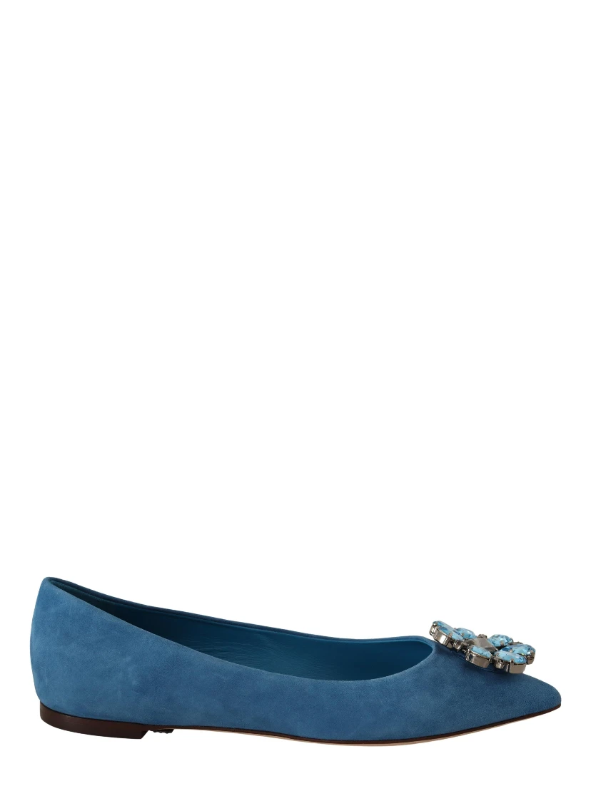 Blue Suede Crystals Loafers Flats Shoes