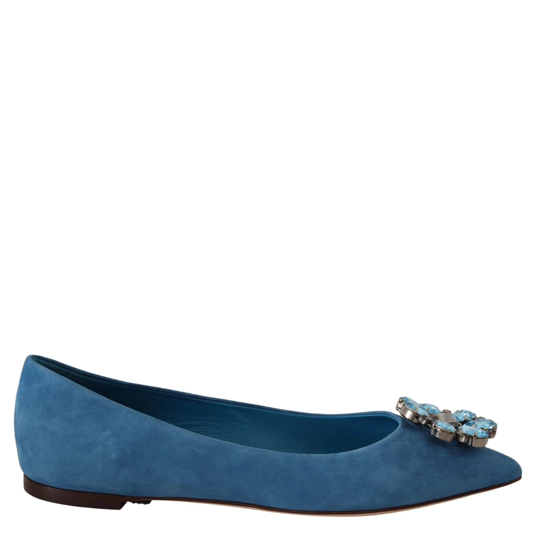 Blue Suede Crystals Loafers Flats Shoes