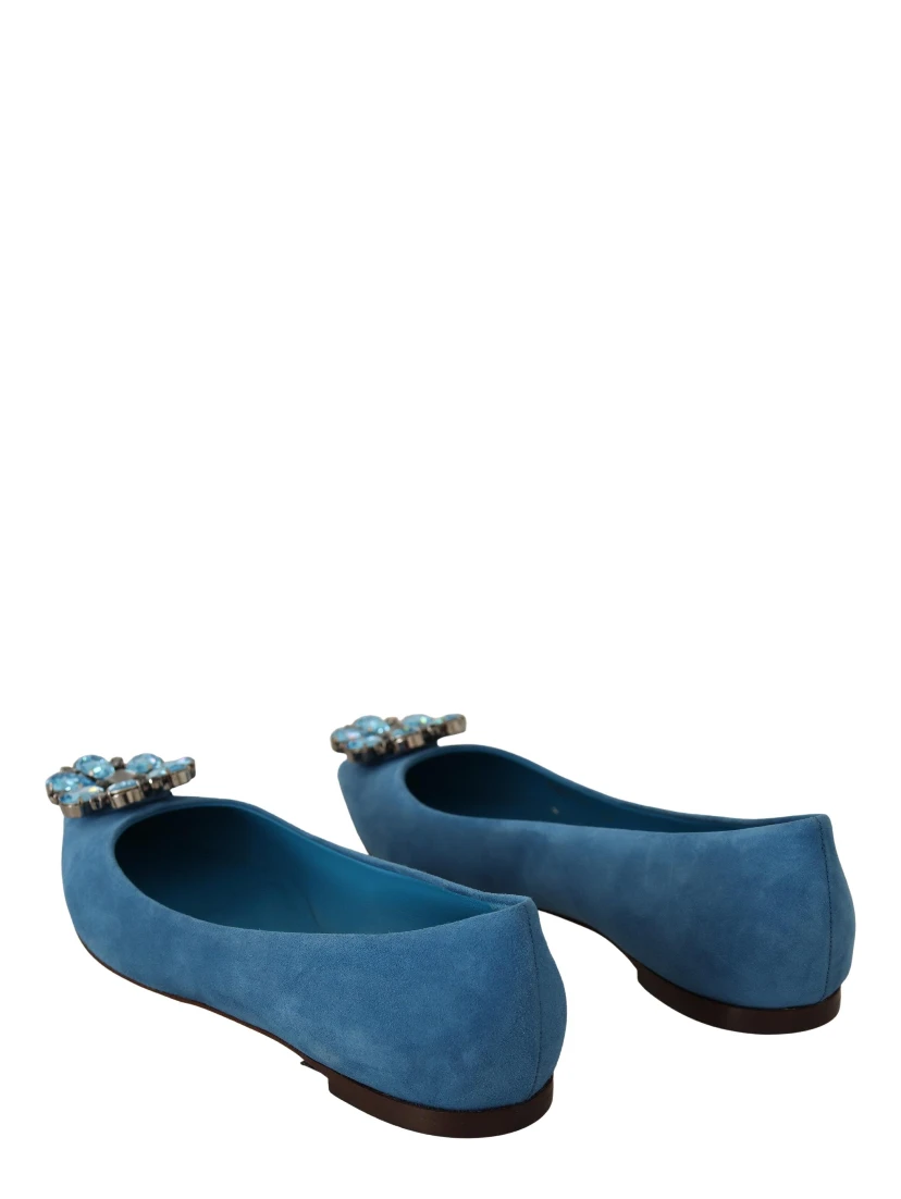 Blue Suede Crystals Loafers Flats Shoes