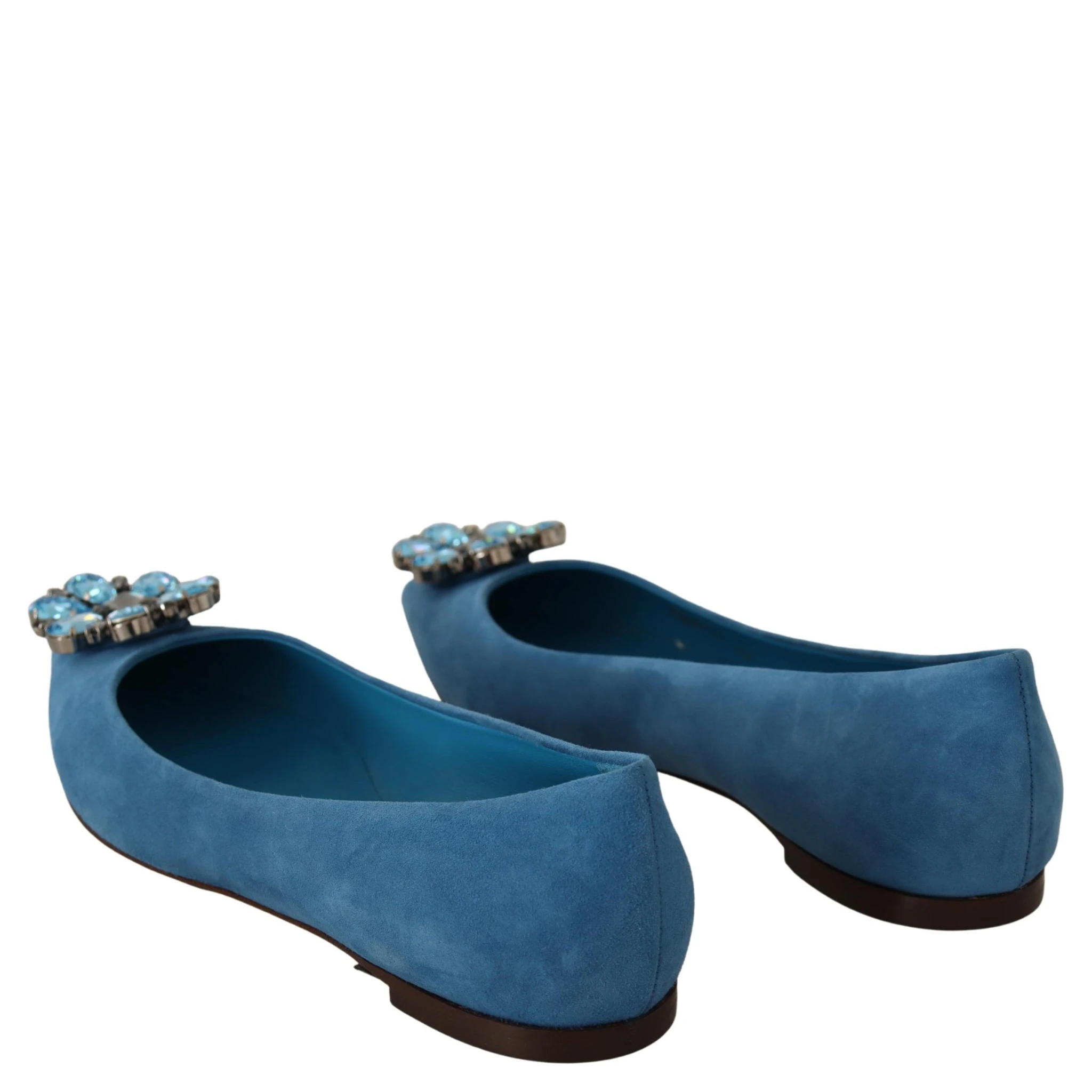 Blue Suede Crystals Loafers Flats Shoes