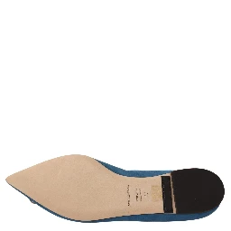 Blue Suede Crystals Loafers Flats Shoes