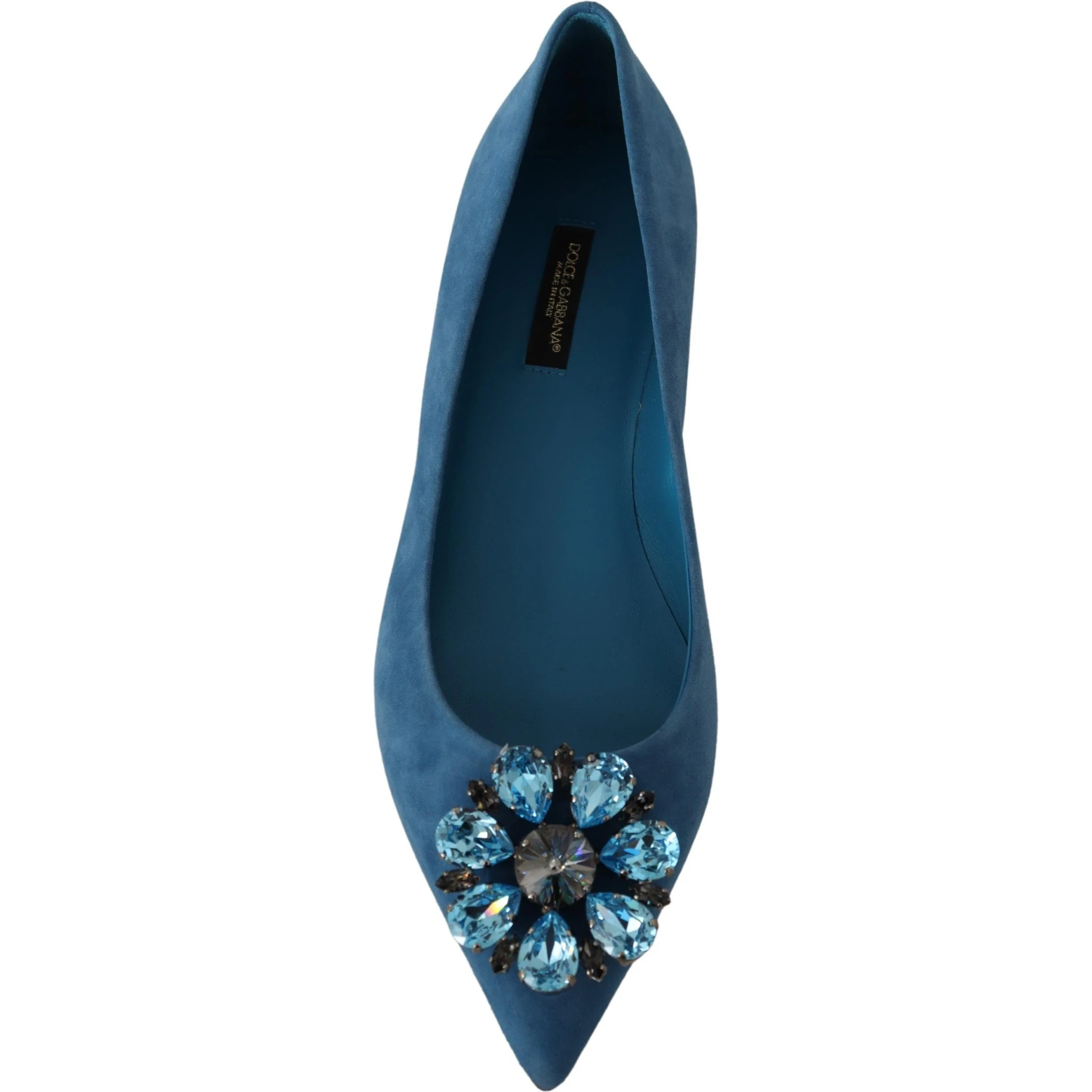 Blue Suede Crystals Loafers Flats Shoes