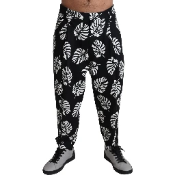 Black Leaf Cotton Stretch Trouser Pants Pants