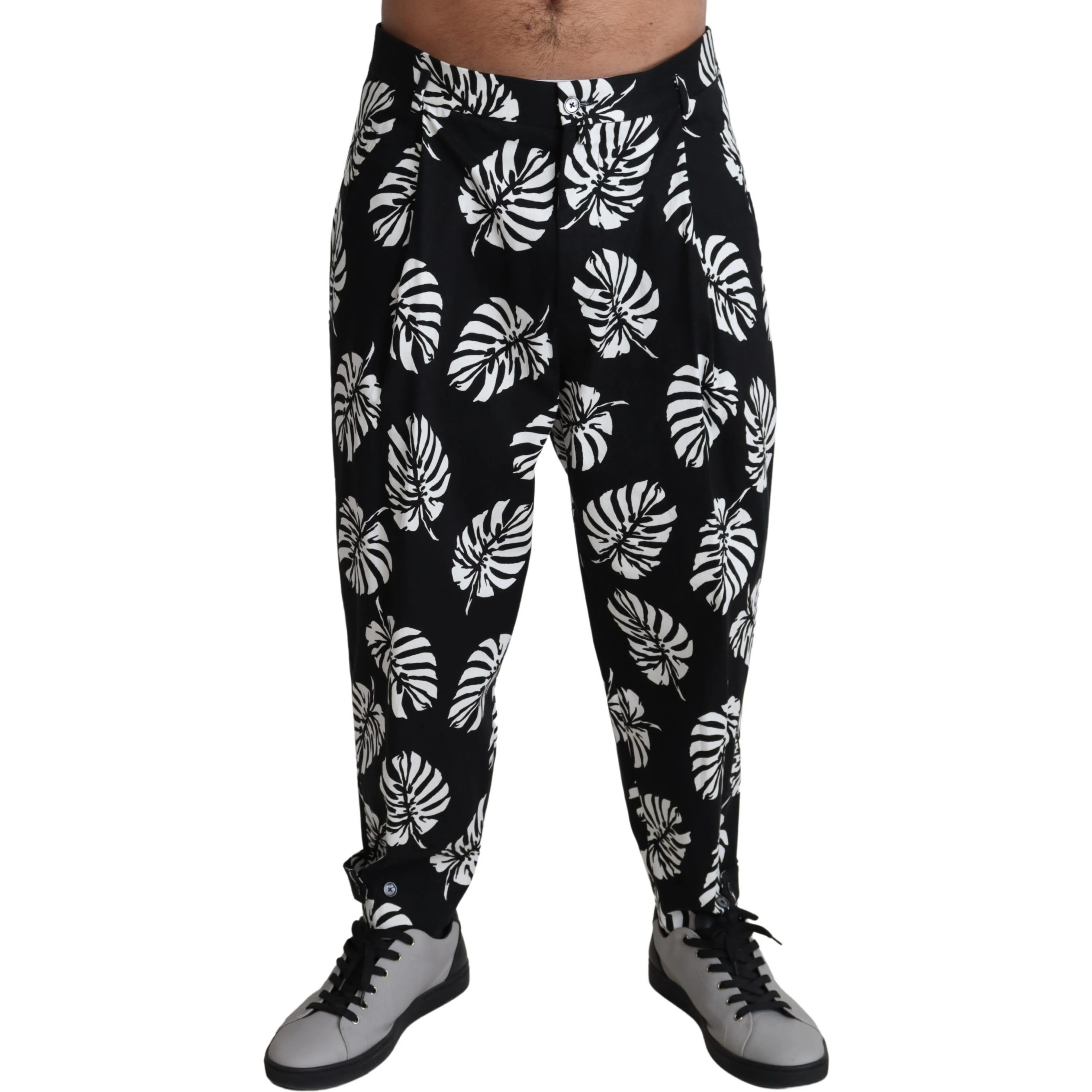 Black Leaf Cotton Stretch Trouser Pants Pants