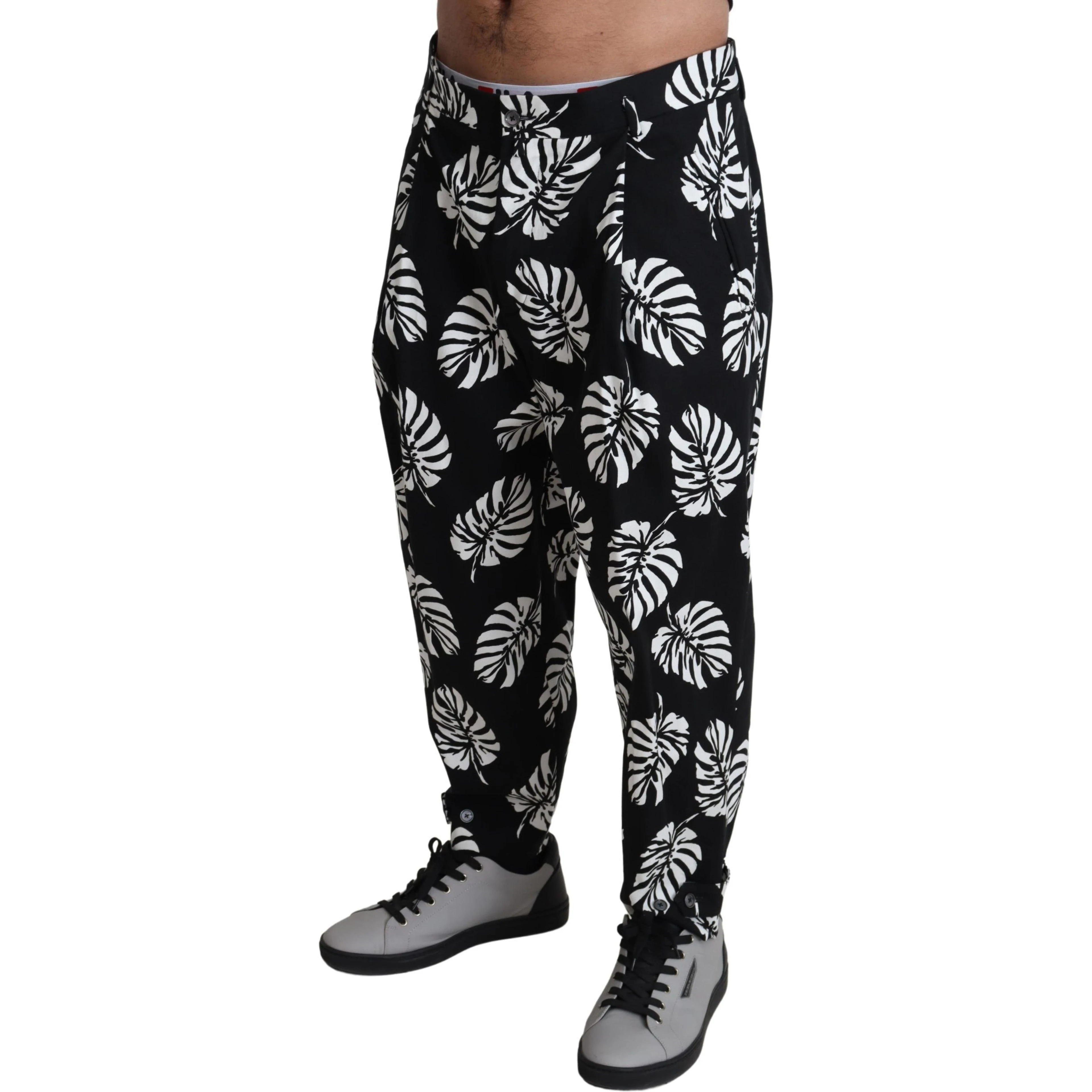 Black Leaf Cotton Stretch Trouser Pants Pants