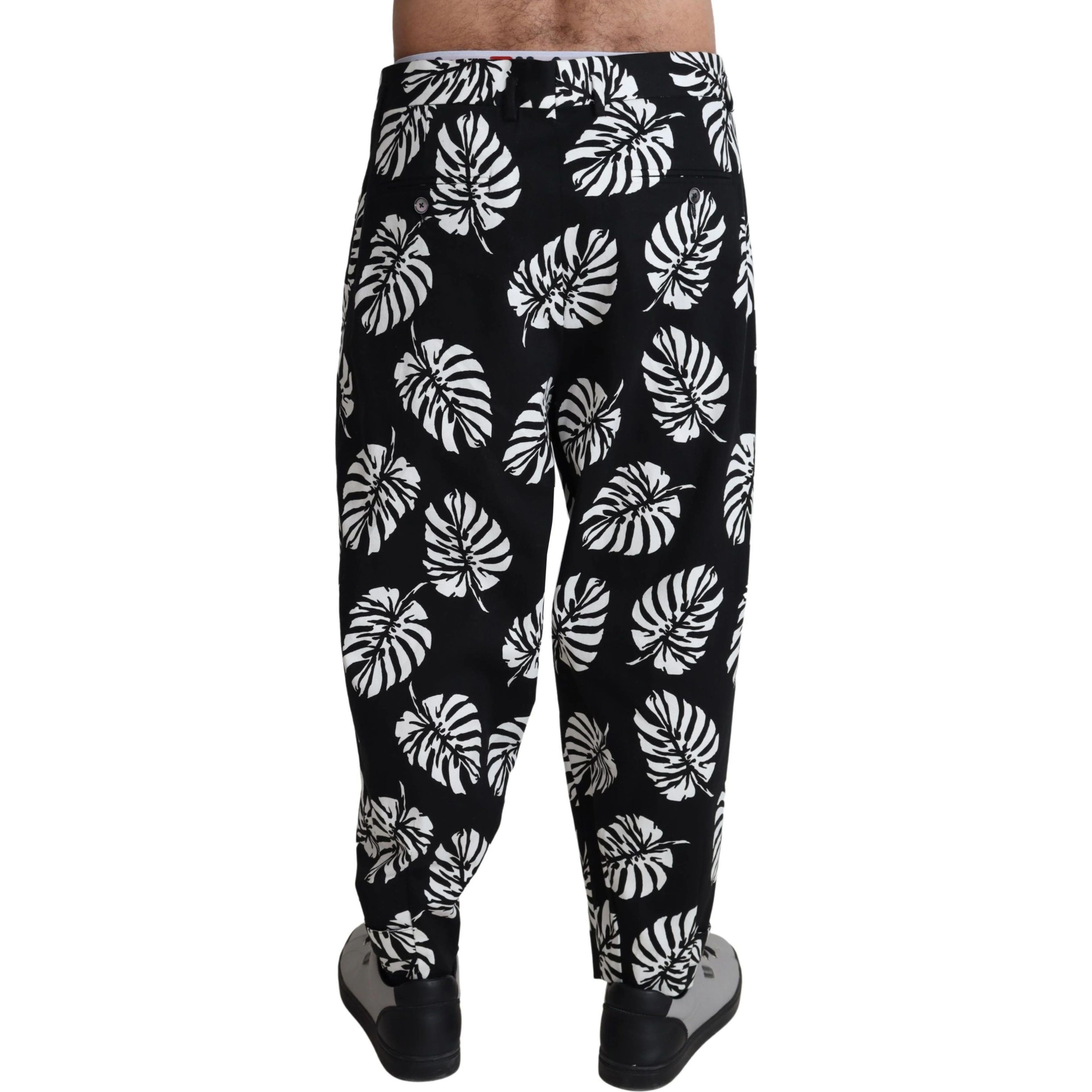 Black Leaf Cotton Stretch Trouser Pants Pants