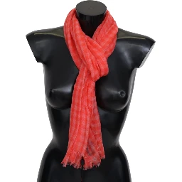 Orange Check Cashmere Unisex Wrap Fringes Scarf