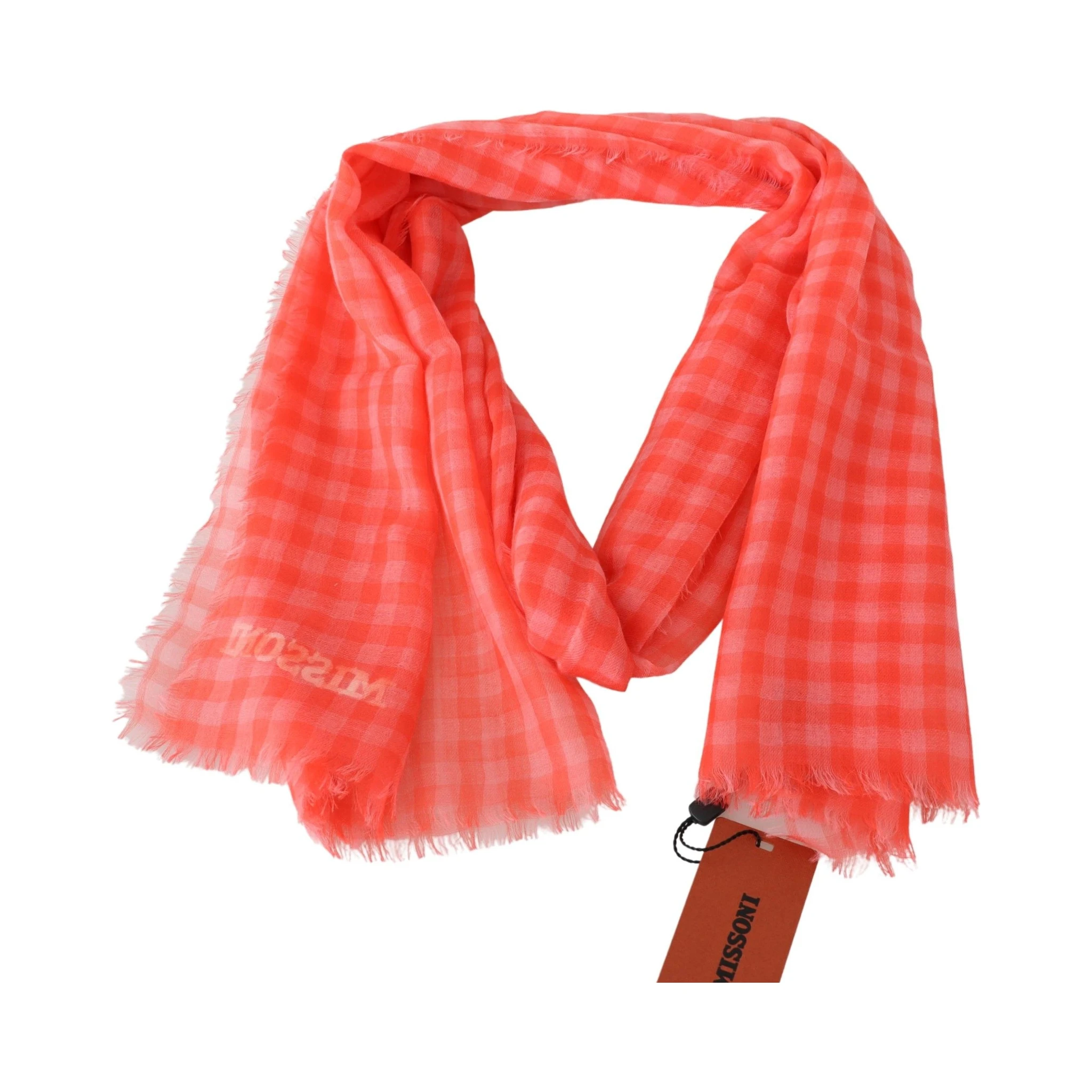 Orange Check Cashmere Unisex Wrap Fringes Scarf