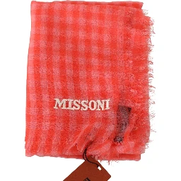 Orange Check Cashmere Unisex Wrap Fringes Scarf