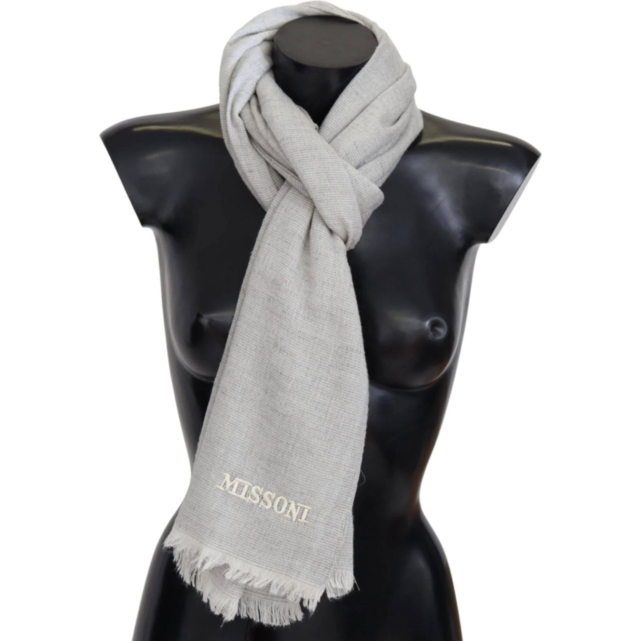 Gray Wool Knit Unisex Neck Wrap Scarf