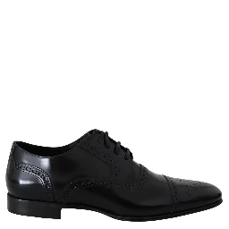 Black Leather Men Derby Formal Loafers Shoes