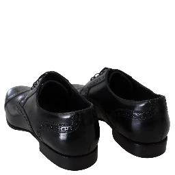 Black Leather Men Derby Formal Loafers Shoes