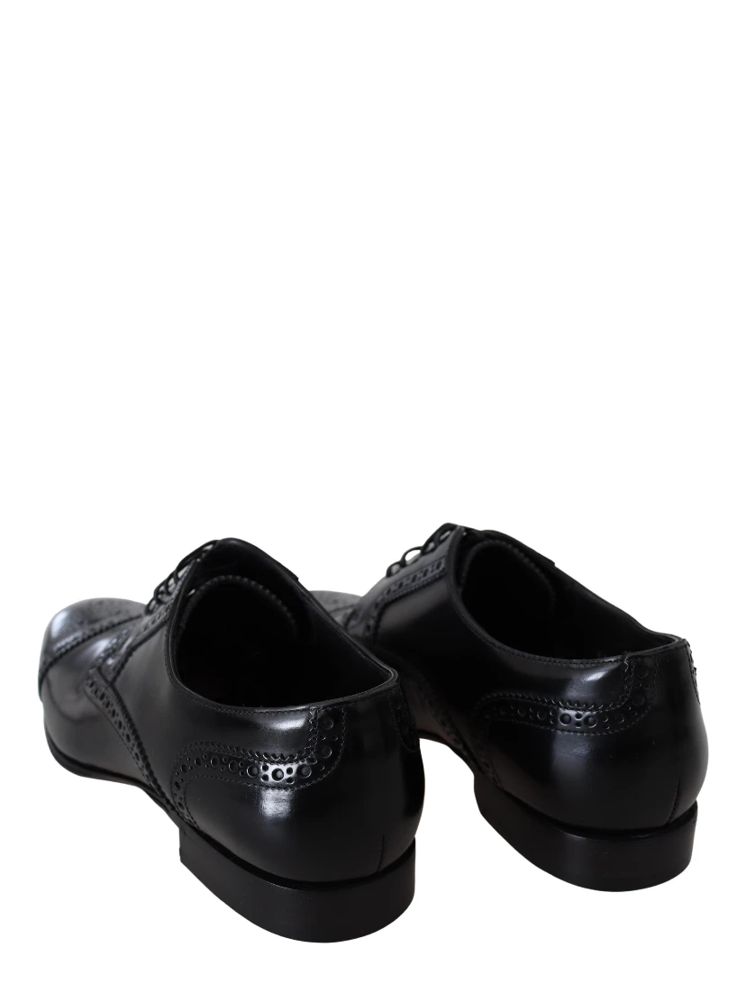 Black Leather Men Derby Formal Loafers Shoes