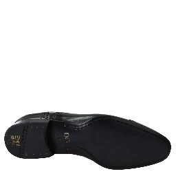 Black Leather Men Derby Formal Loafers Shoes