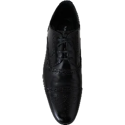 Black Leather Men Derby Formal Loafers Shoes