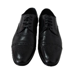 Black Leather Men Derby Formal Loafers Shoes