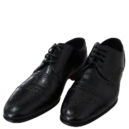 Black Leather Men Derby Formal Loafers Shoes