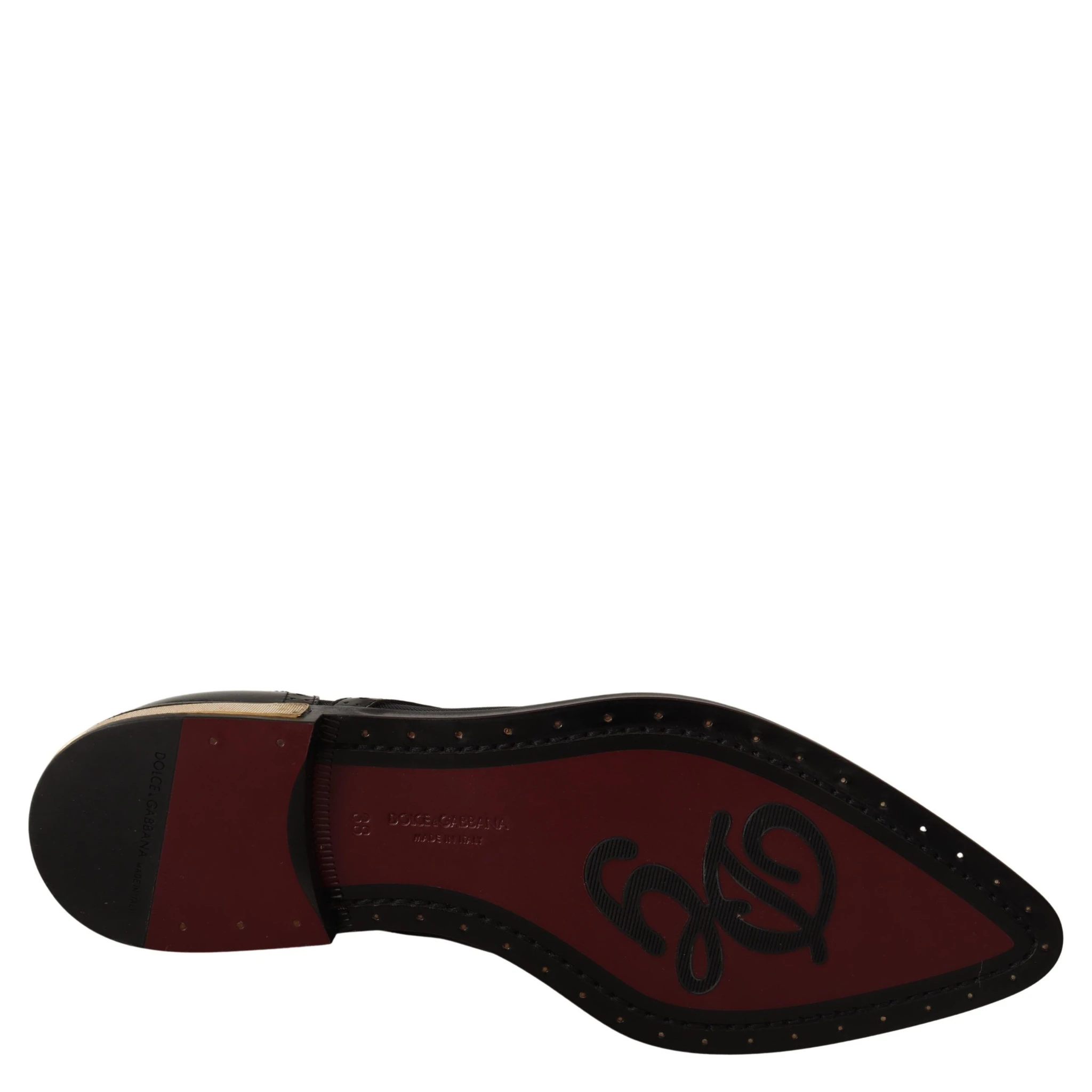 Black Leather Broques Sheer Wingtip Shoes
