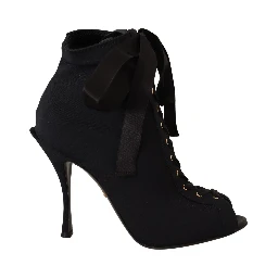 Black Stretch Short Ankle Boots Shoes
