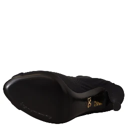 Black Stretch Short Ankle Boots Shoes