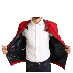 Red Brocade Bomber Gold Crown Logo Coat Jacket