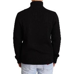 Black Cashmere Zipper Mens Sweater