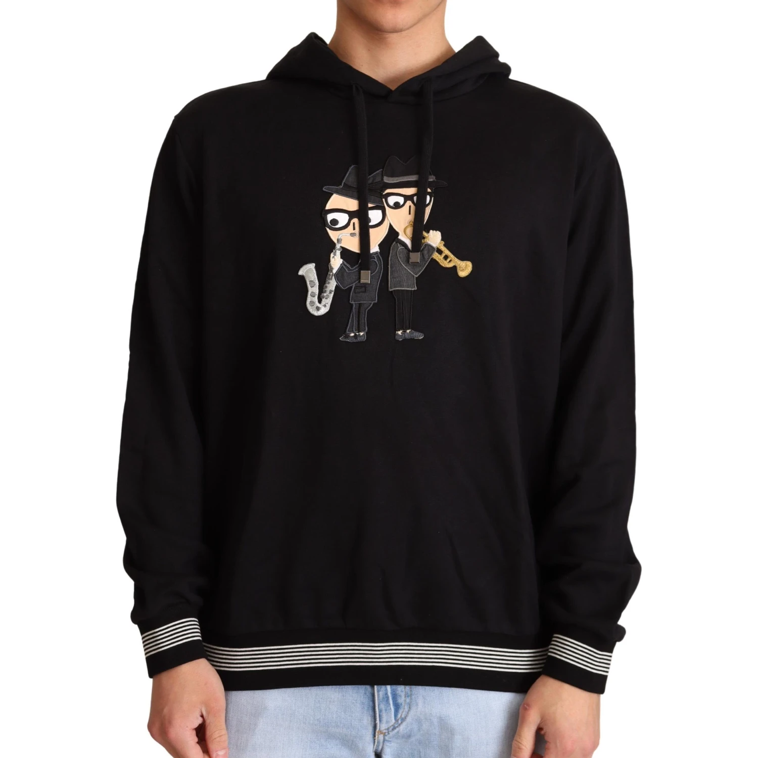 Black Cotton Hooded #dgfamily Sweater
