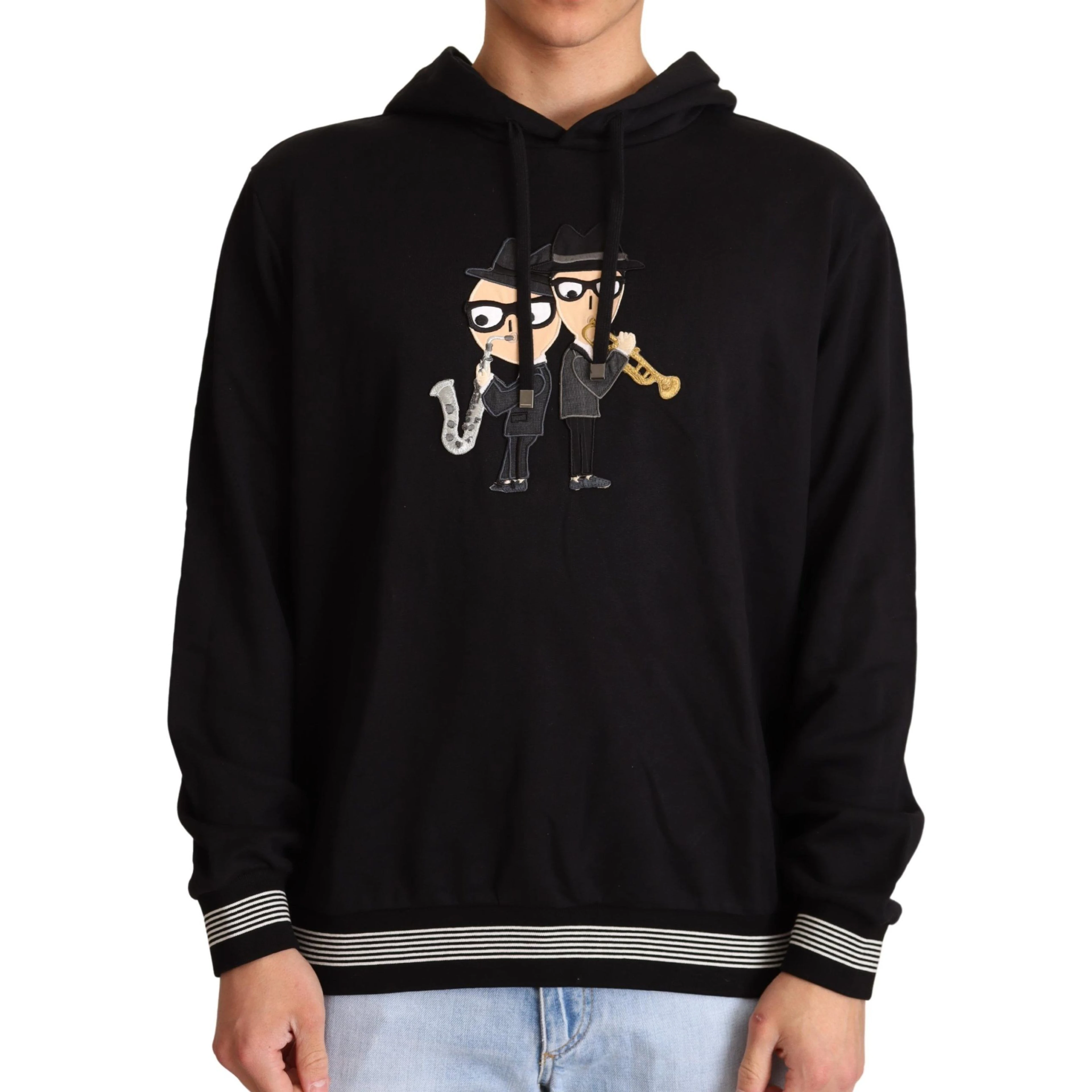 Black Cotton Hooded #dgfamily Sweater