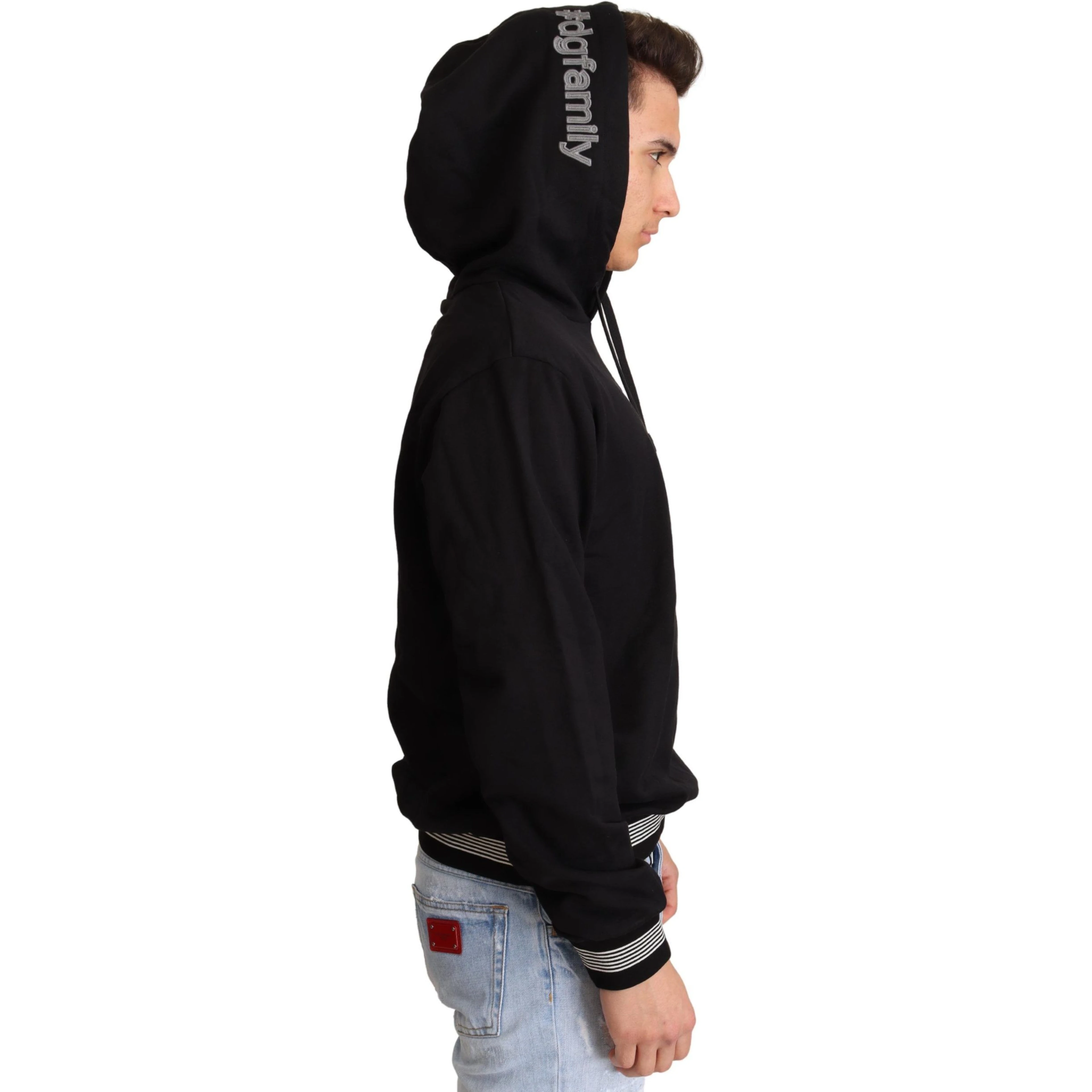 Black Cotton Hooded #dgfamily Sweater