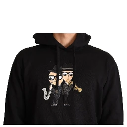 Black Cotton Hooded #dgfamily Sweater