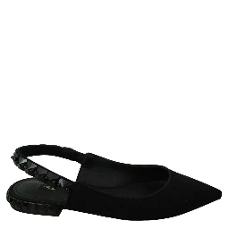 Black Flats Slingback Charmeuse Shoes