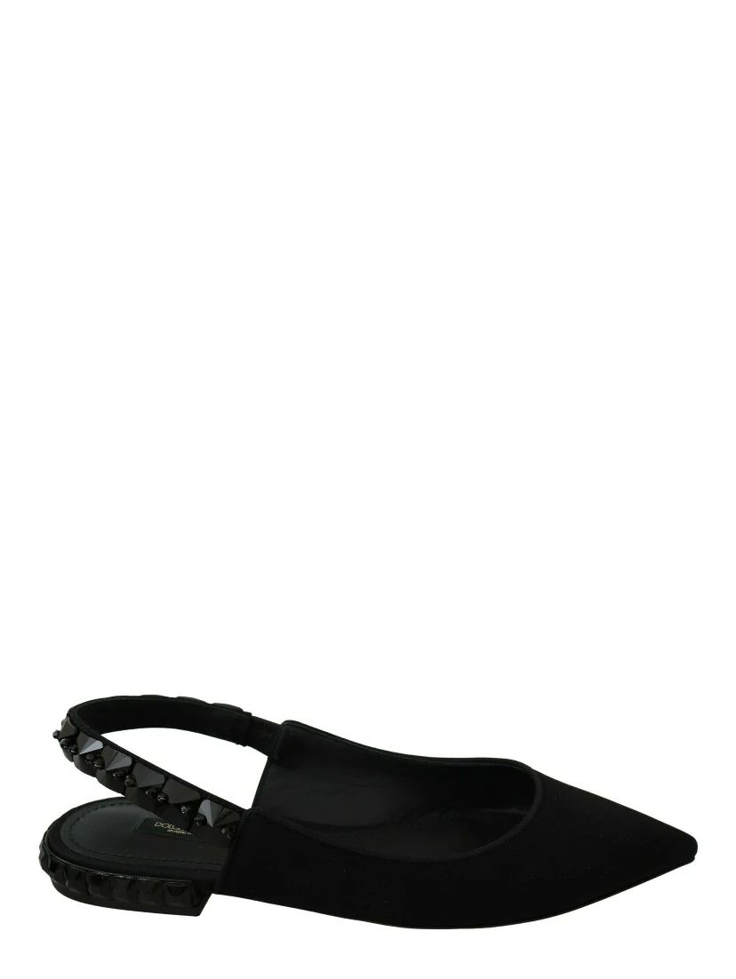 Black Flats Slingback Charmeuse Shoes
