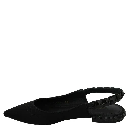 Black Flats Slingback Charmeuse Shoes