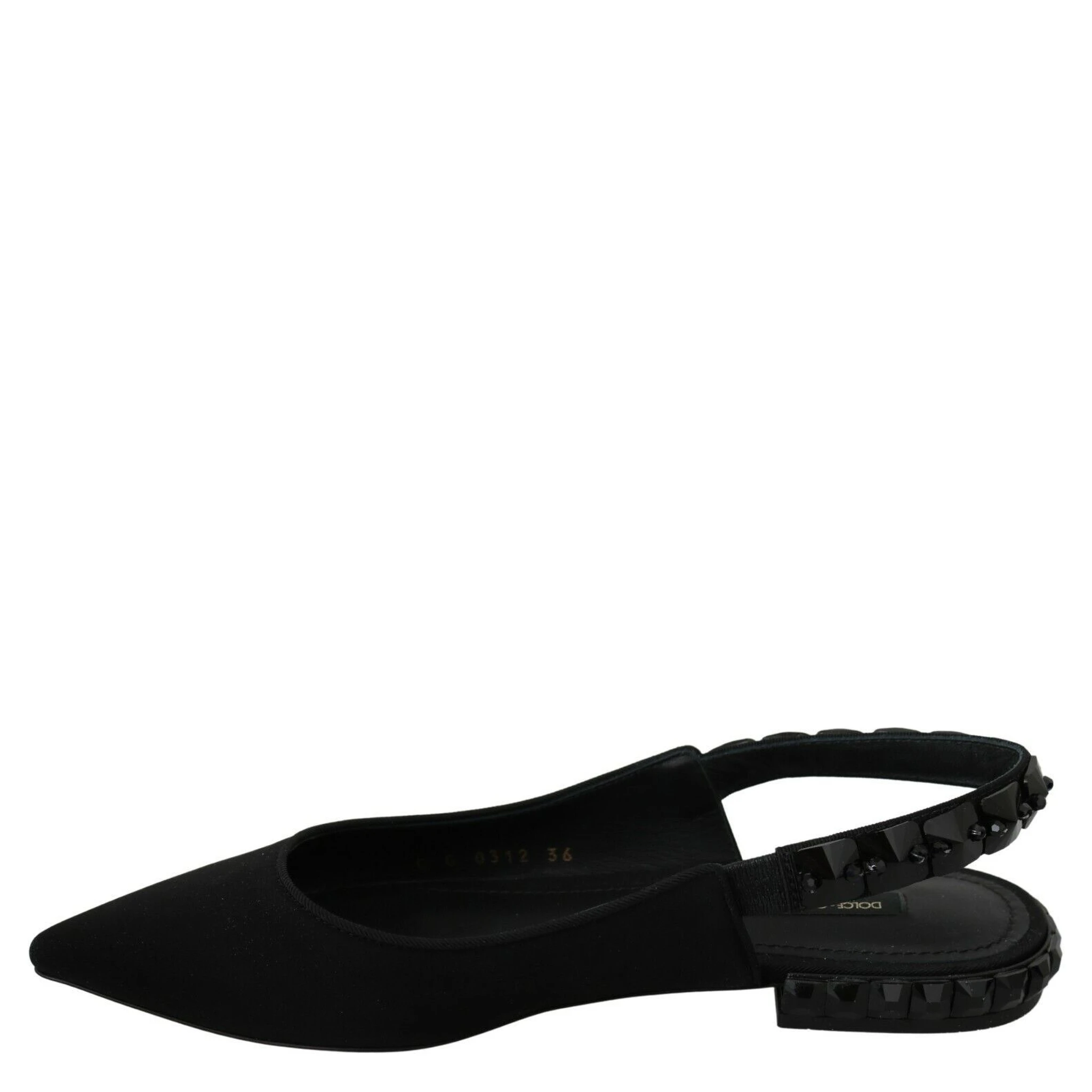 Black Flats Slingback Charmeuse Shoes