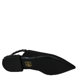 Black Flats Slingback Charmeuse Shoes