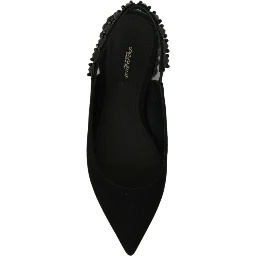 Black Flats Slingback Charmeuse Shoes