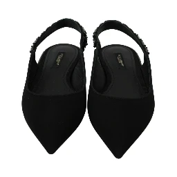 Black Flats Slingback Charmeuse Shoes