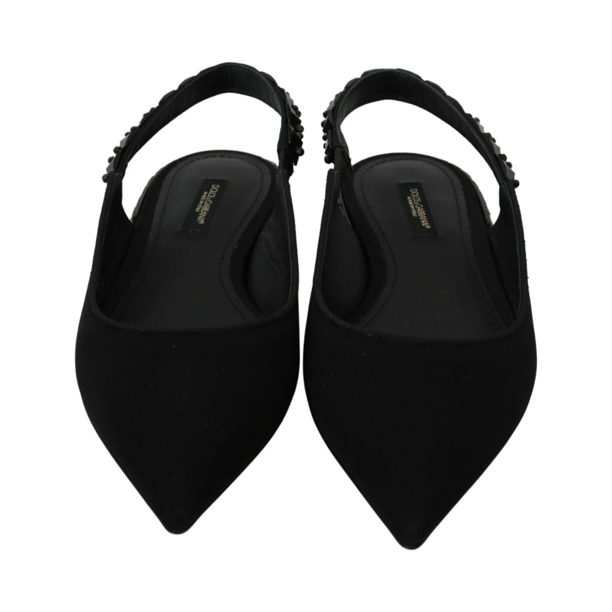 Black Flats Slingback Charmeuse Shoes